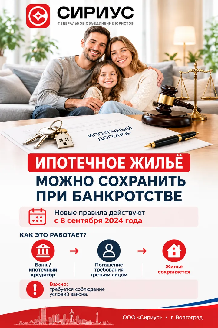 Как в ООО "Сириус" сохраняют ипотечное жильё в процедуре банкротства.